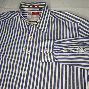 Robert Graham Men XL Freshly Laundered Shirt Button Down Long Sleeve Stripe Blue